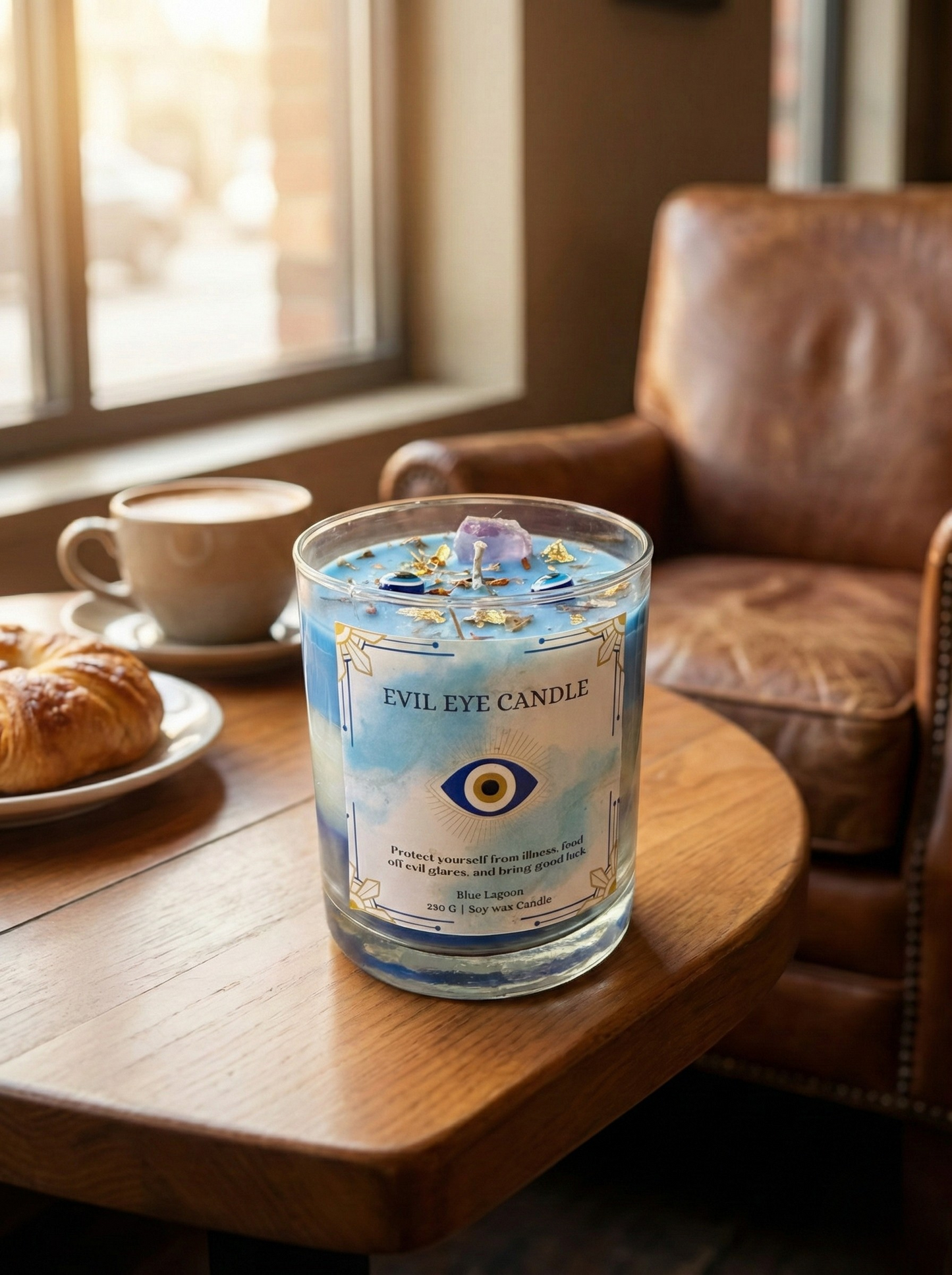 Evil Eye Protection Candle | Aura-Cleansing Scented Soy Candle (Hand-Poured)