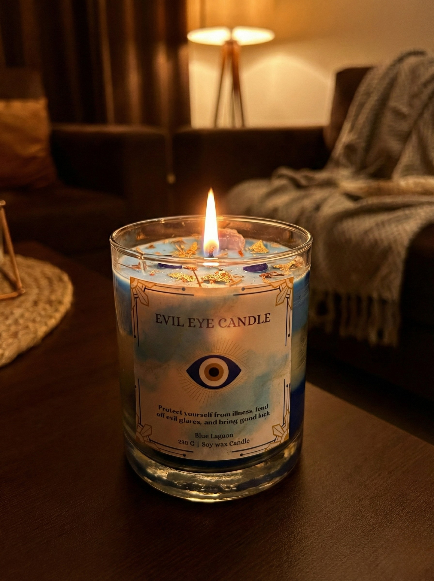 Evil Eye Protection Candle | Aura-Cleansing Scented Soy Candle (Hand-Poured)