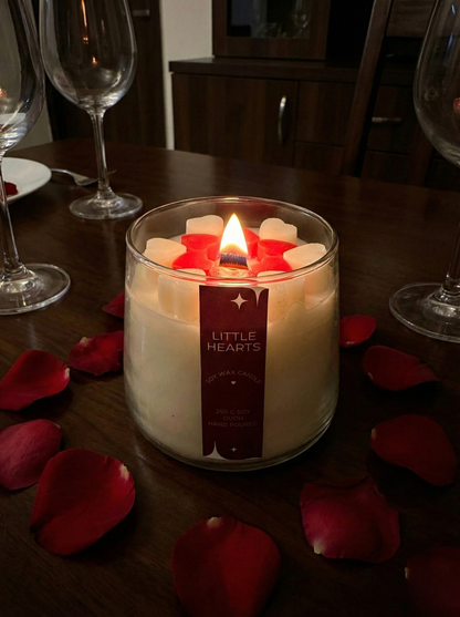 Little Hearts Oudh Fragrance Candle | Hand-Poured Soy Candle (Oudh & Cream)