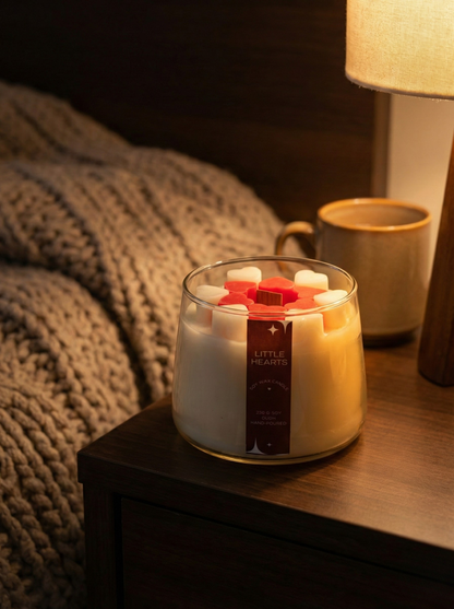 Little Hearts Oudh Fragrance Candle | Hand-Poured Soy Candle (Oudh & Cream)